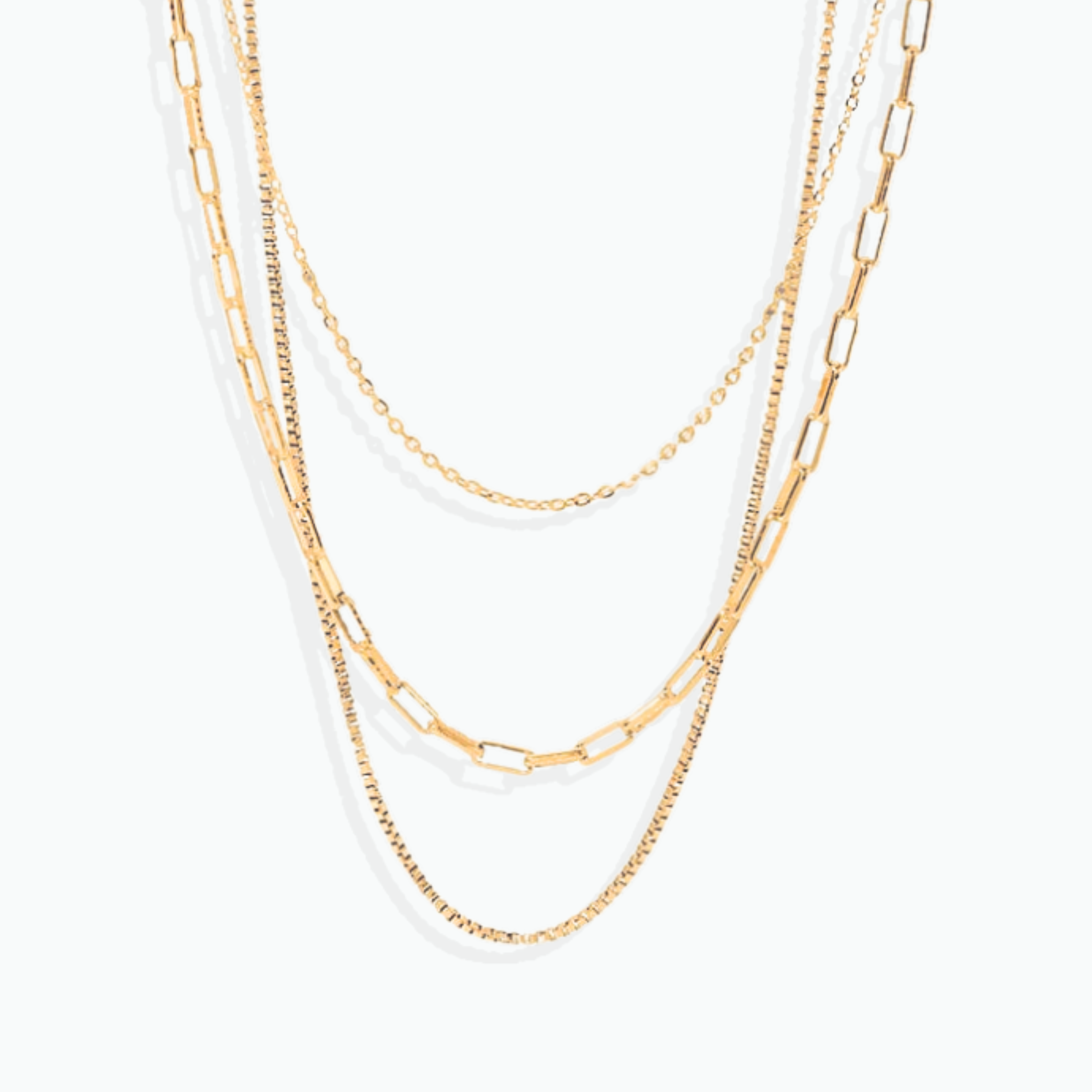 Sasha: Dainty 3 Layer 18k Gold Plated Stainless Steel Necklace 