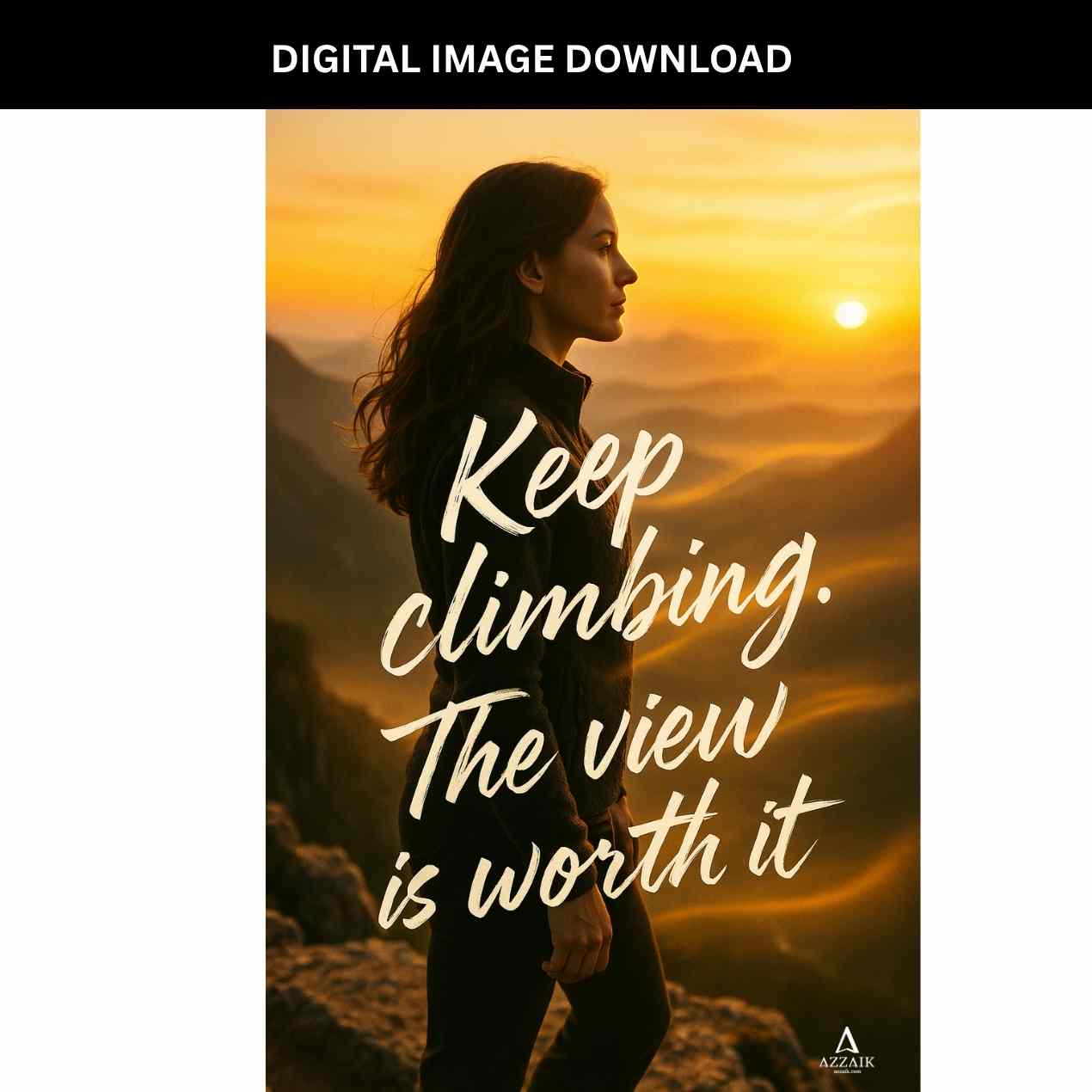 Azzaik Motivation Card Digital - Keep Climbing the view is worth it