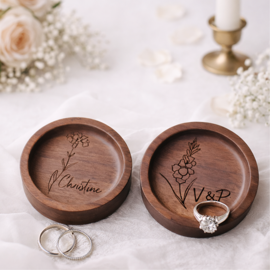 Wooden ring dishes, personalized