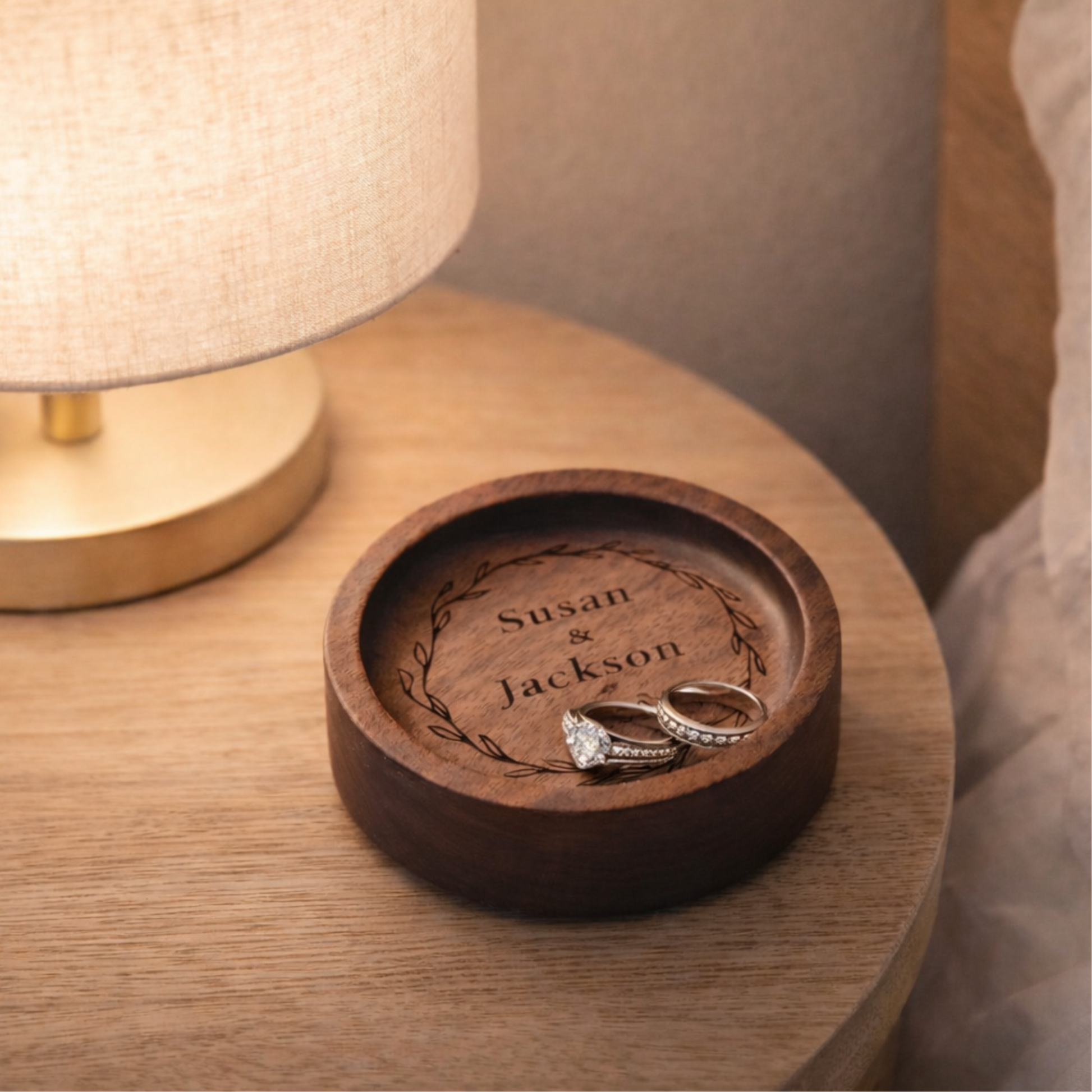 Custom Wooden Wedding Ring Dish