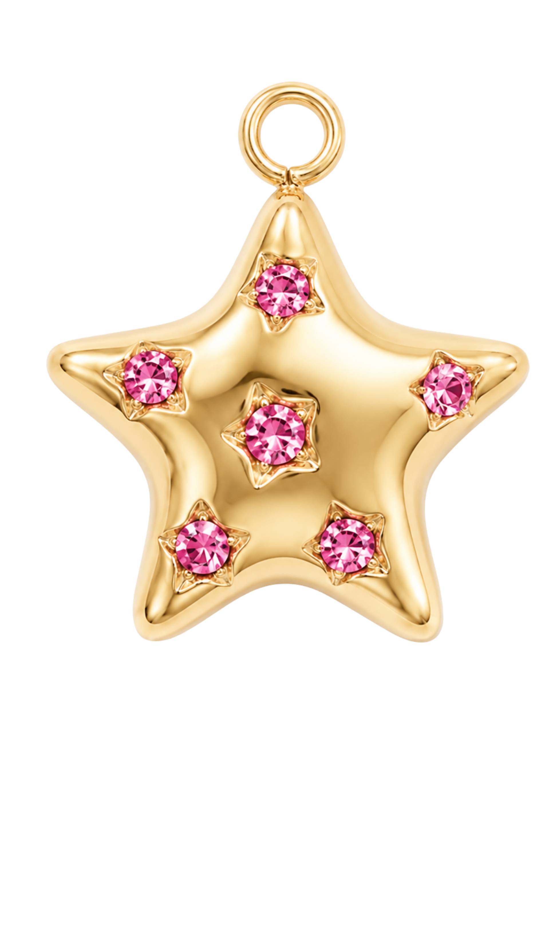 Pink and Green Stars Gold Charm