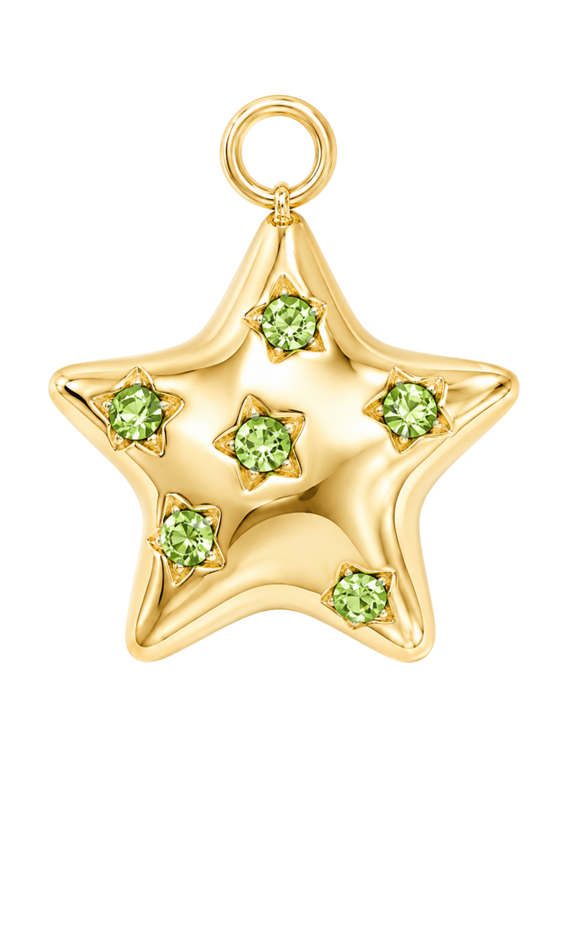 Pink and Green Stars Gold Charm