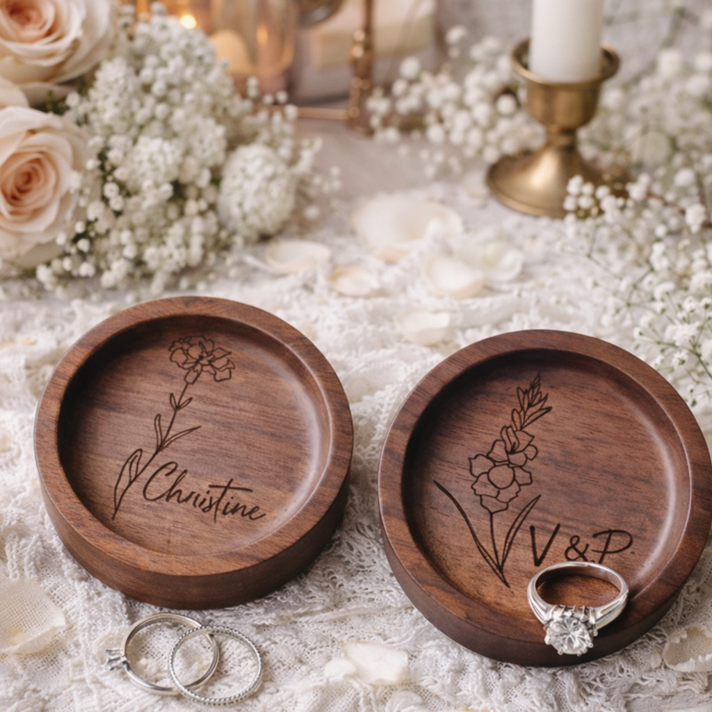 Custom Wooden Wedding Ring Dish