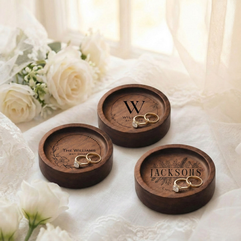 Custom Wooden Wedding Ring Dish