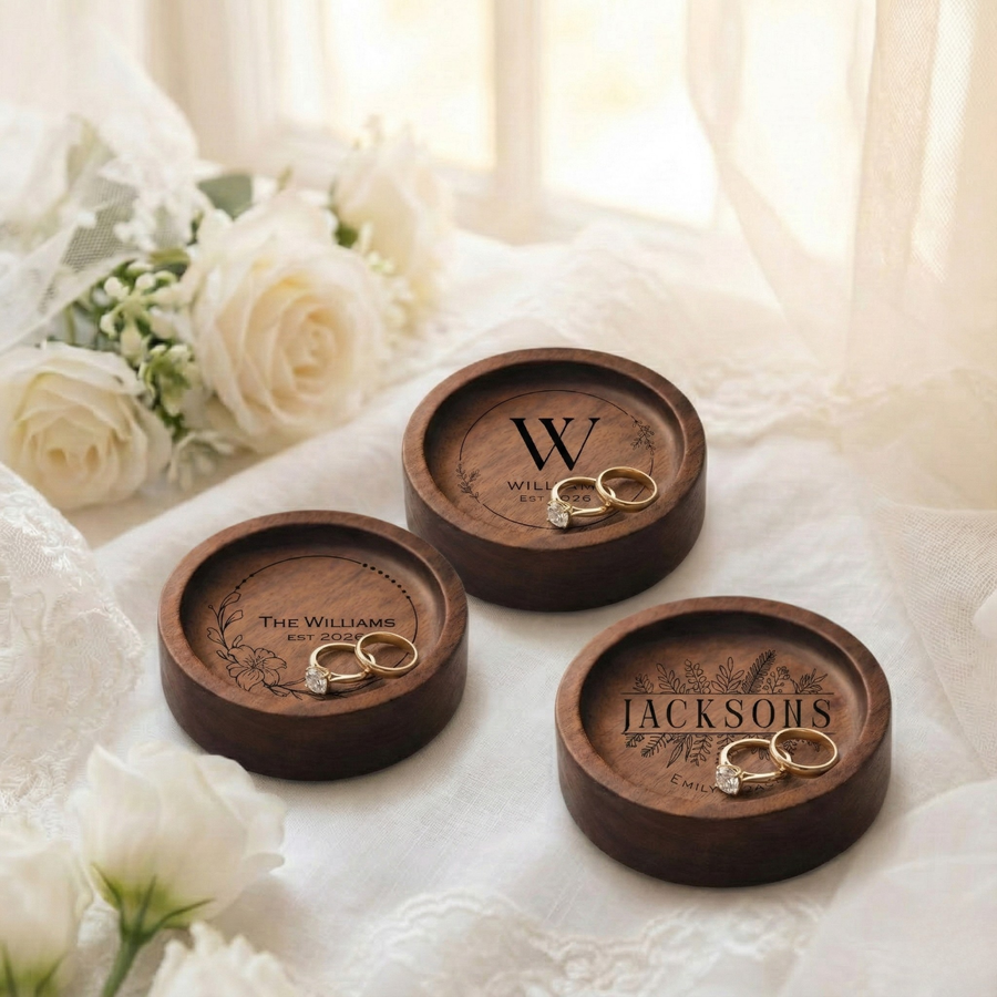 Custom Wooden Wedding Ring Dish