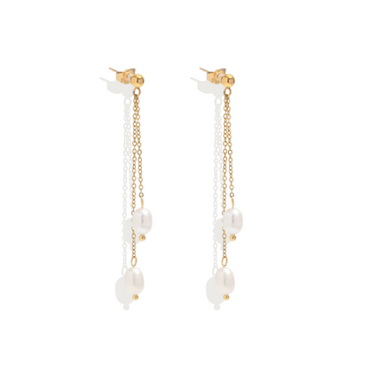 Jasmine: Pearl Dainty 18k Gold Plated Stainless Steel Earrings