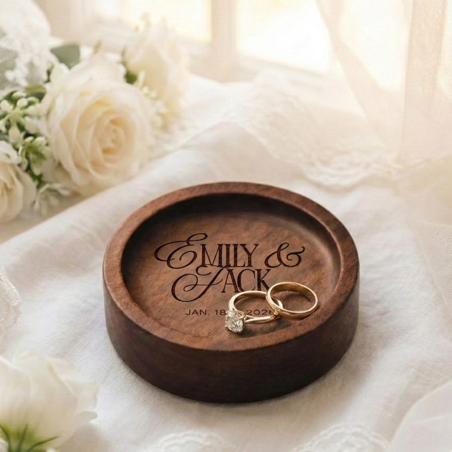 Custom Wooden Wedding Ring Dish