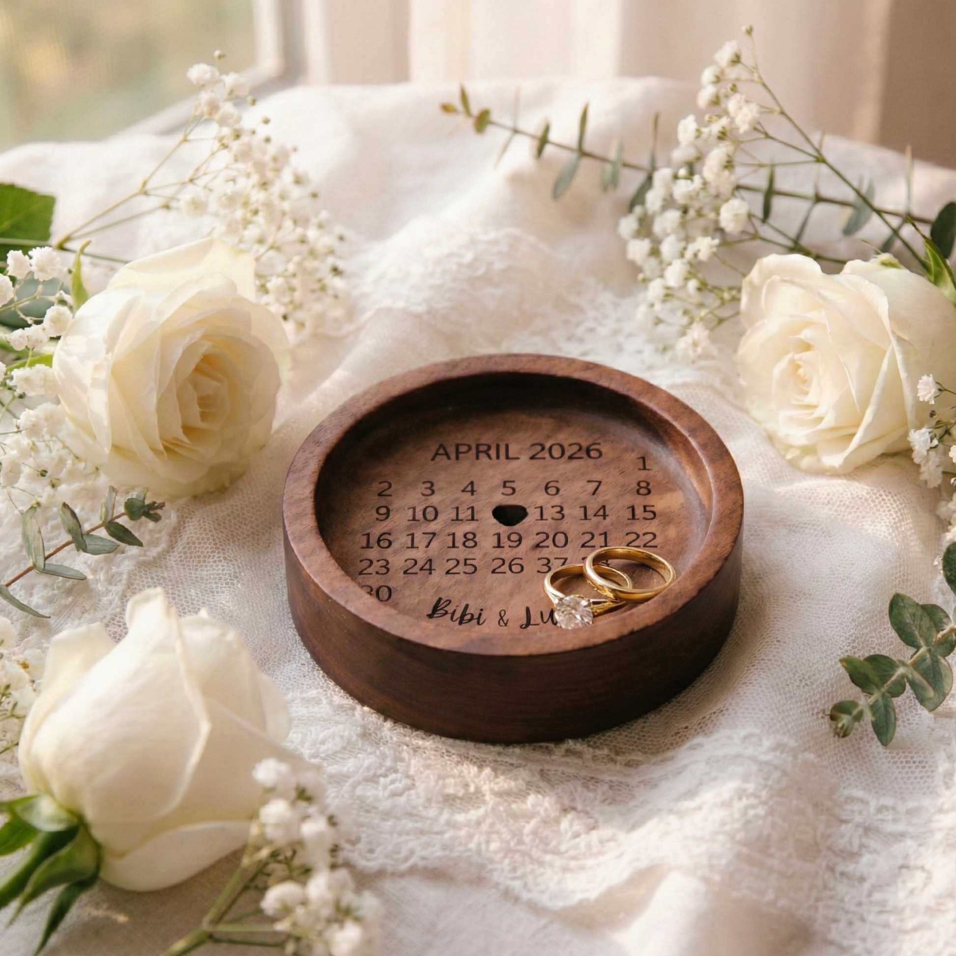 Custom Wooden Wedding Ring Dish