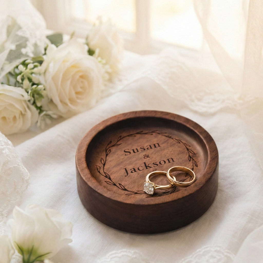 Custom Wooden Wedding Ring Dish