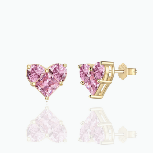 Elena: Heart Cubic Zirconia Earrings 18k Gold Plated 925 Sterling Silver