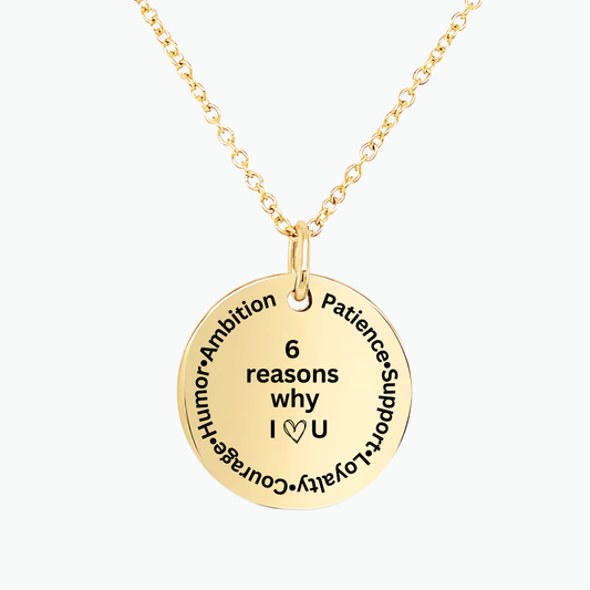 6 reason why I love you disc pendant necklace