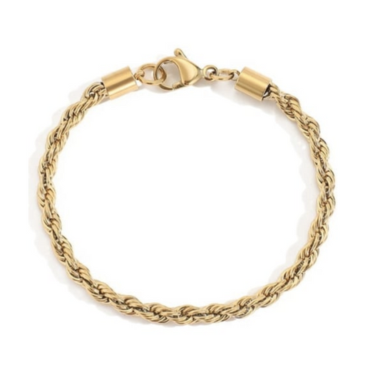 Tierney: Rope Chain Bracelet 18k Gold Plated Stainless Steel Bracelet