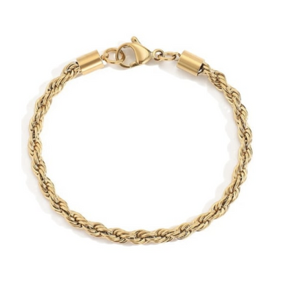 Tierney: Rope Chain Silver Bracelet 18k Gold Plated Stainless Steel Bracelet