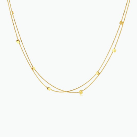 Kalina: Double Layered Squared Necklace 18k Gold Plated Stainless Steel