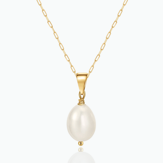 Ava: Pearl Pendant Clip Chain 925 Sterling Silver 18k Gold Plated Necklace