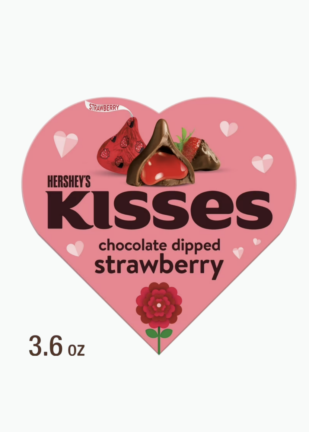 HERSHEY'S KISSES Chocolate Strawberry Flavored, Valentine's Candy Gift Box, 3.6 o