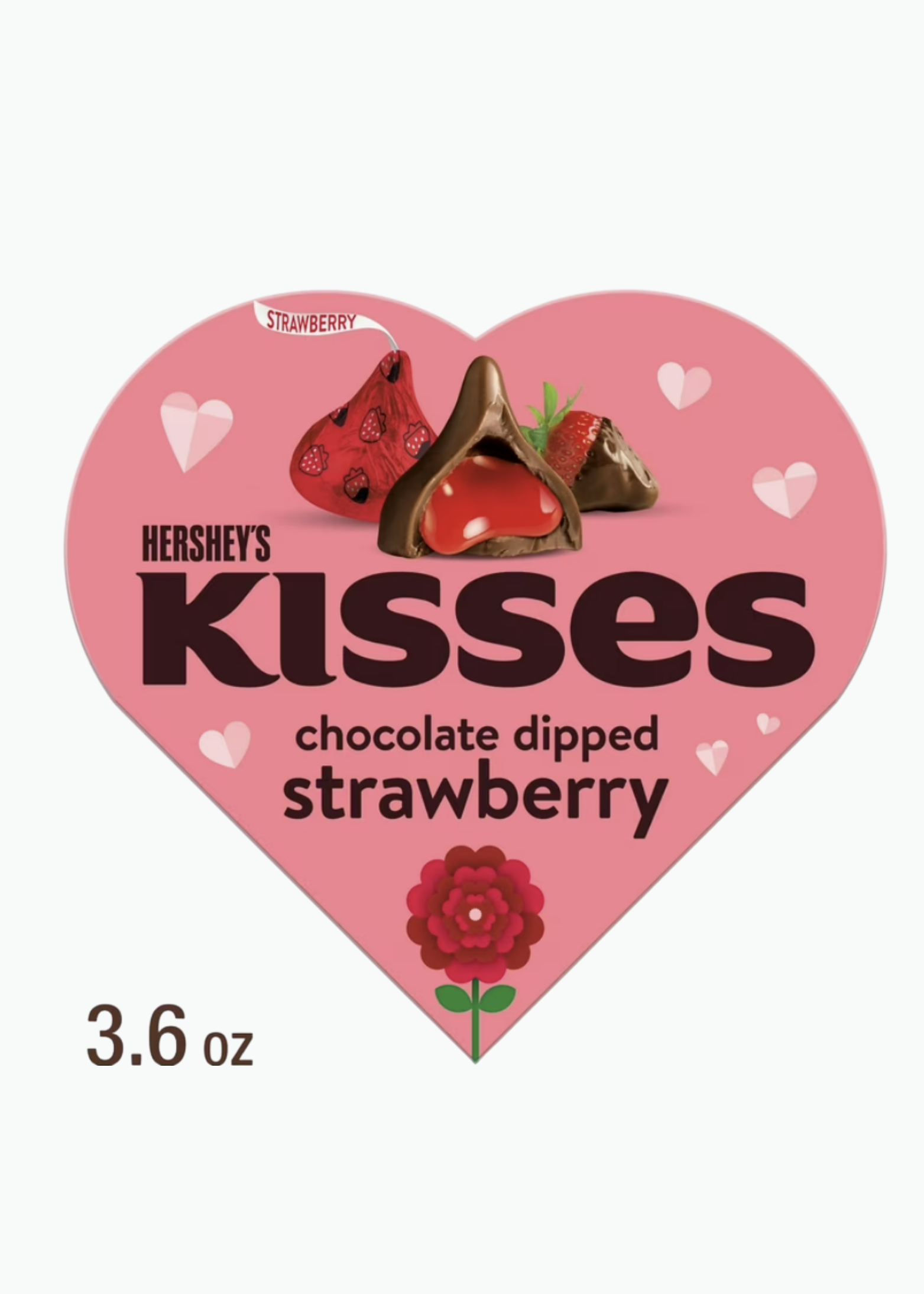 HERSHEY'S KISSES Chocolate Strawberry Flavored, Valentine's Candy Gift Box, 3.6 o