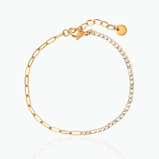 Bea: Tennis Bracelet Link Chain Bracelet 18K Gold Plated Stainless Steel
