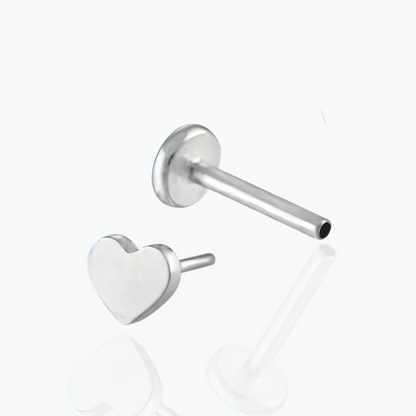 Beth: Locked In Heart Push In Flat Back Stud 18K Gold Plated Titanium Steel