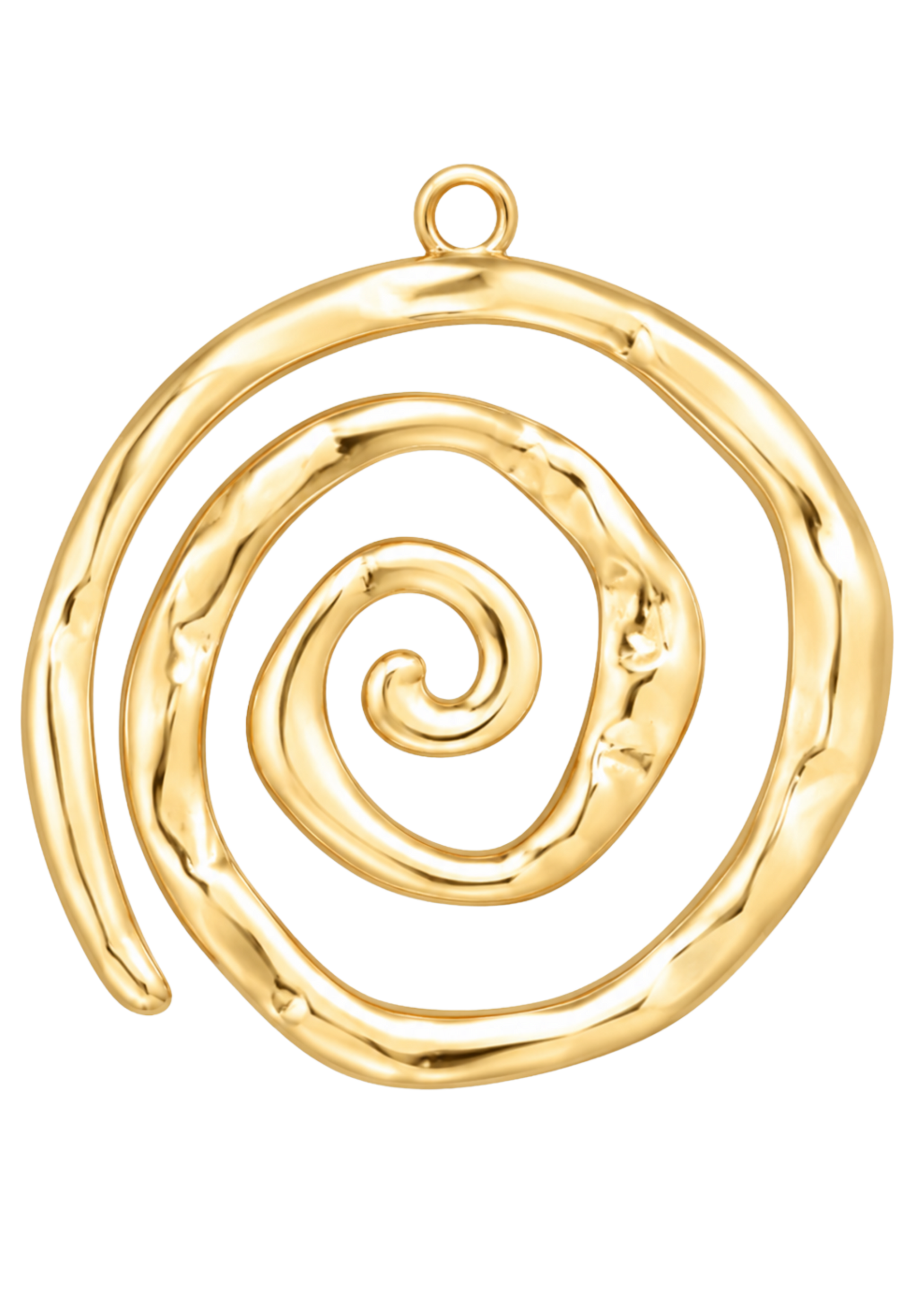 Gold spiral pendant on a clear background