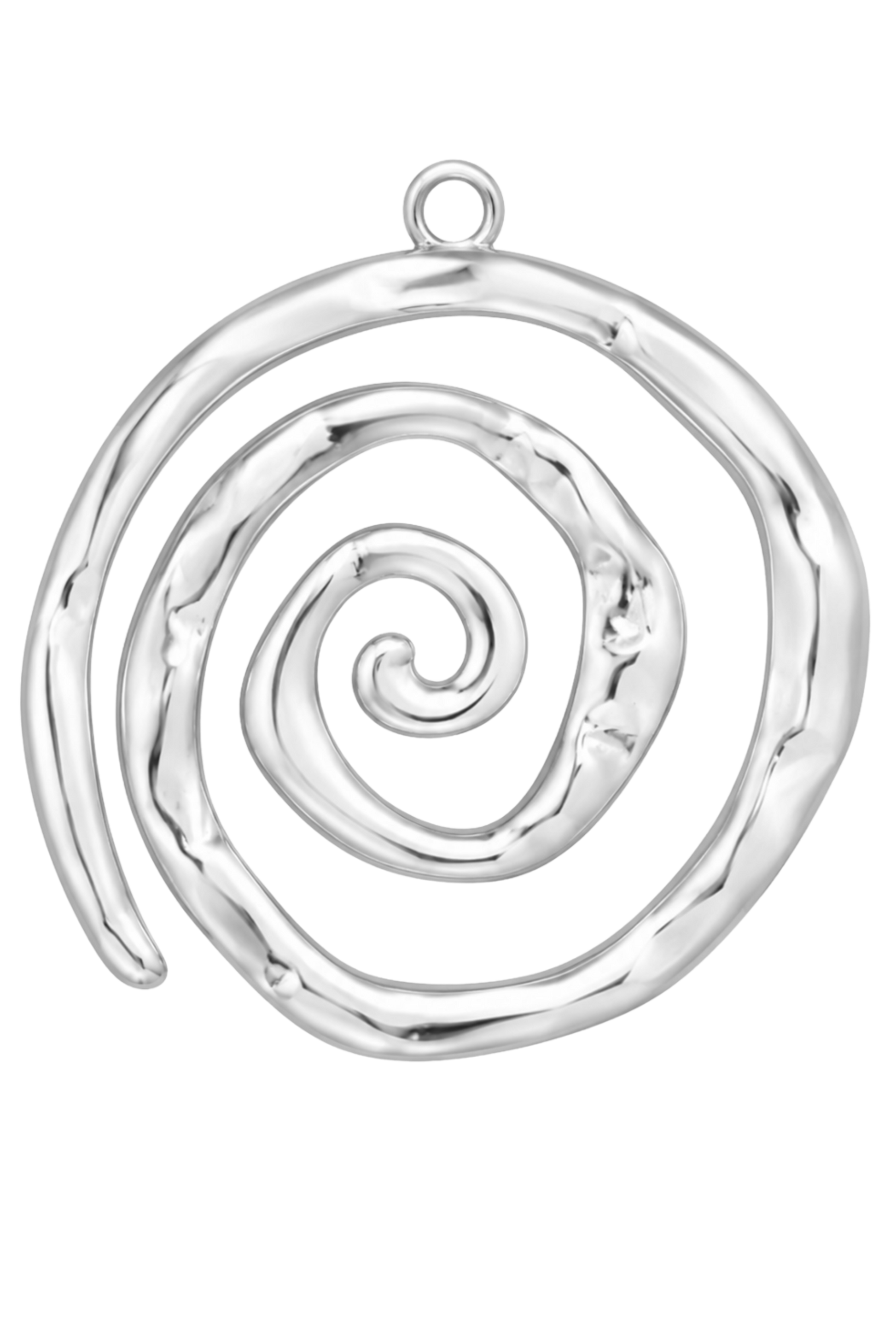 Silver spiral pendant on a white background