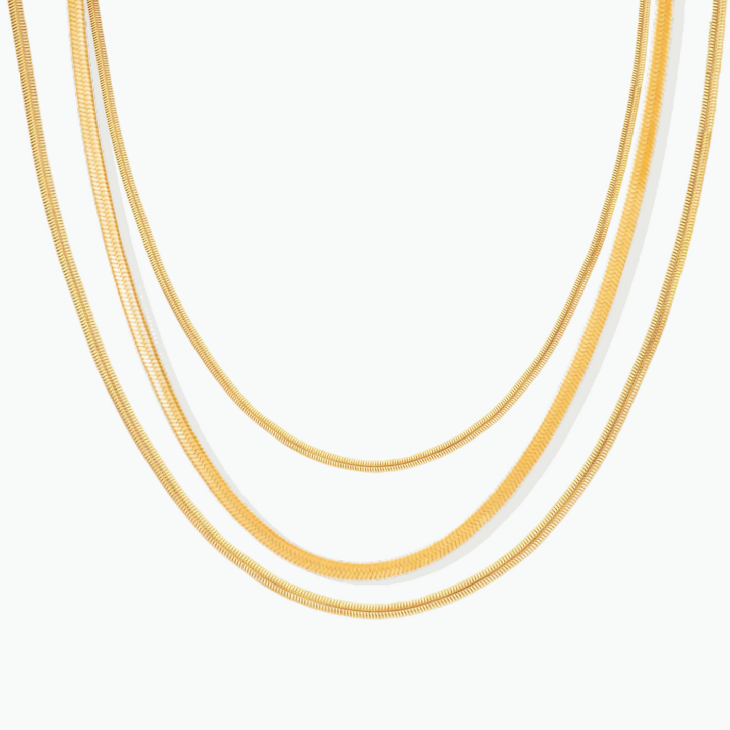 Brianna: 14K Gold Plated Multi Strand Snake Stainless Steel Necklace