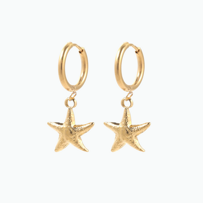 Cecilie: Starfish Huggies 18k Gold Plated Stainless Steel