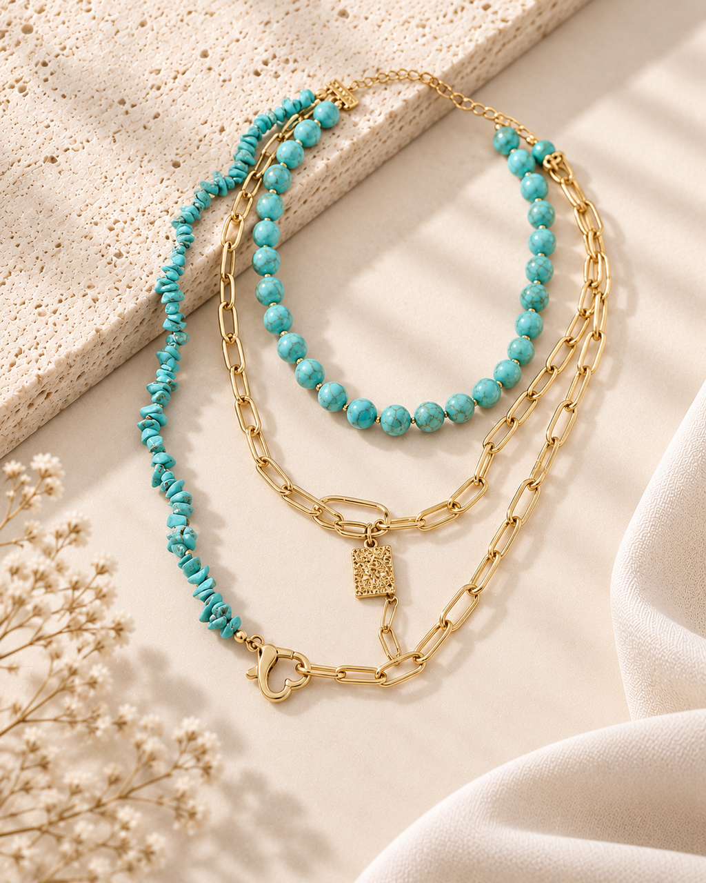 The Soleil Turquoise Layered Statement Necklace
