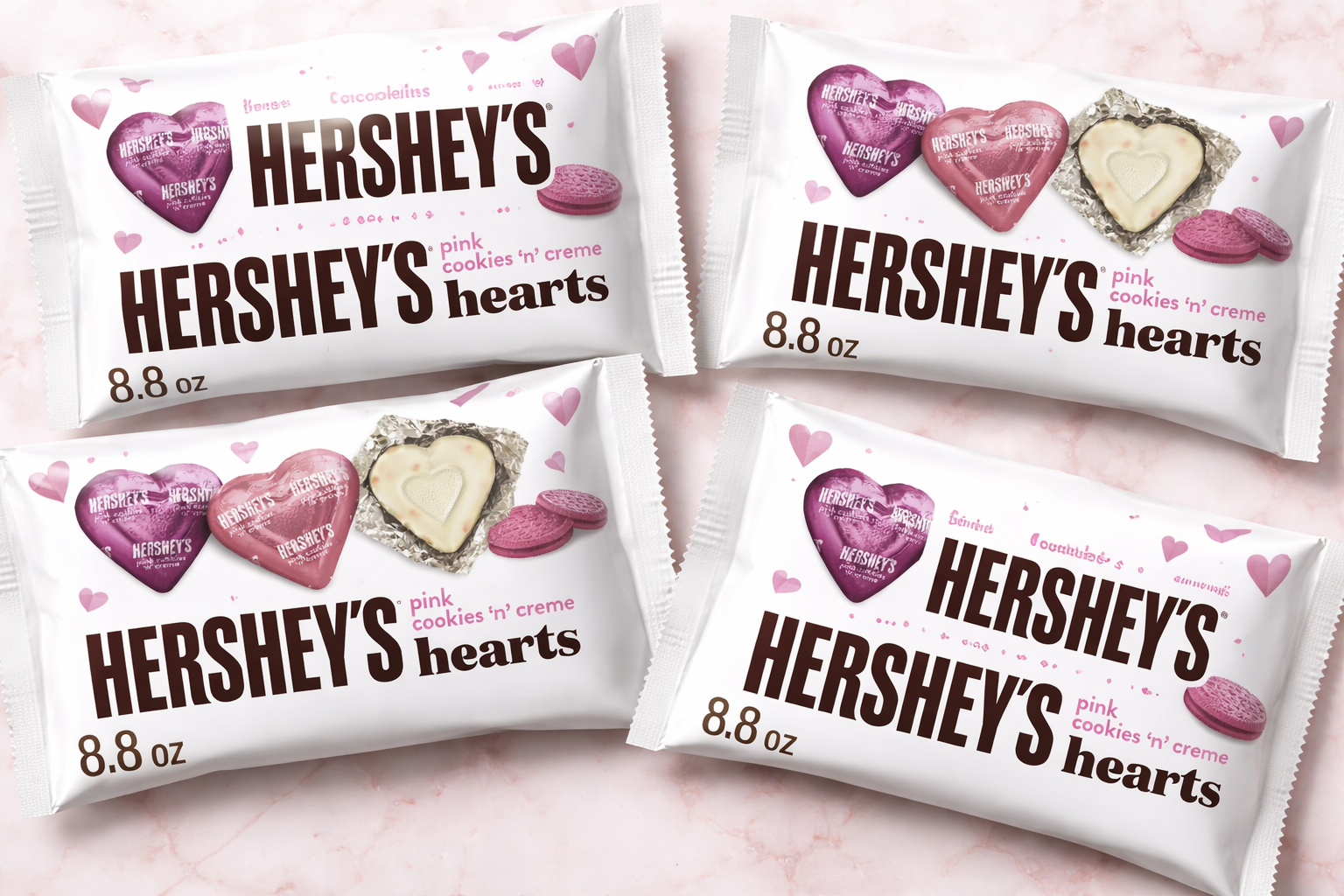 HERSHEY'S Pink Cookies 'n' Creme Hearts