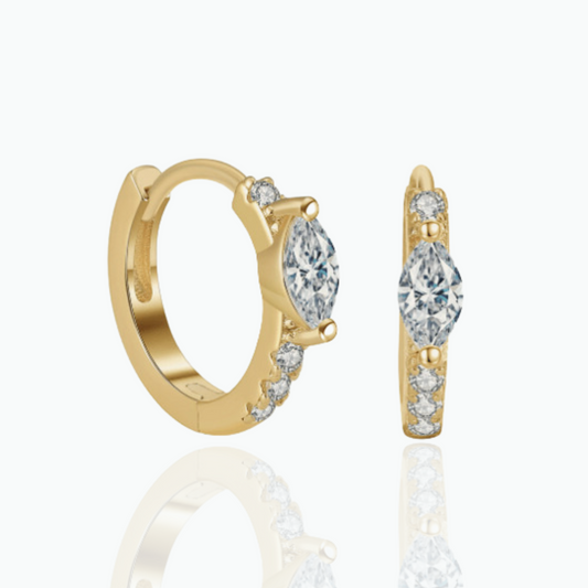 Claire: Stone Huggies CZ 14K Gold Plated 925 Sterling Silver Earrings