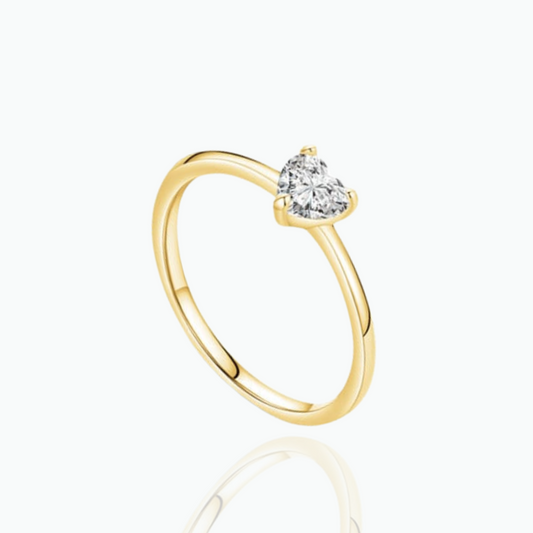 Clara: Heart Stone Ring 18k Gold Plated 925 Sterling Silver
