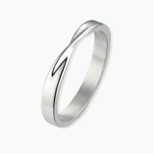 Delilah: Twisted Silver Ring Band 18k Plated Stainless Steel Ring