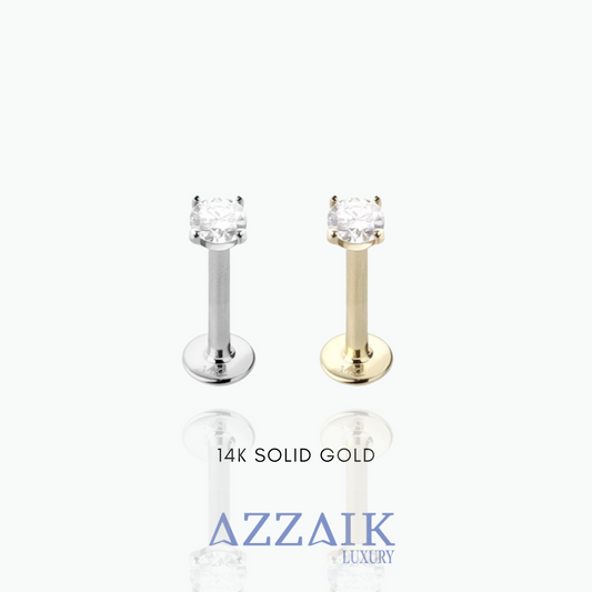 Diana: Shine On Me 14k Solid Gold Internally Threaded Flat Back Studs