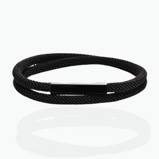 Erik: Black Rope Magnetic Bracelet 18k Black Plated Stainless Steel