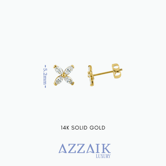 Esther: Flower Girl Studs 14k Solid Gold