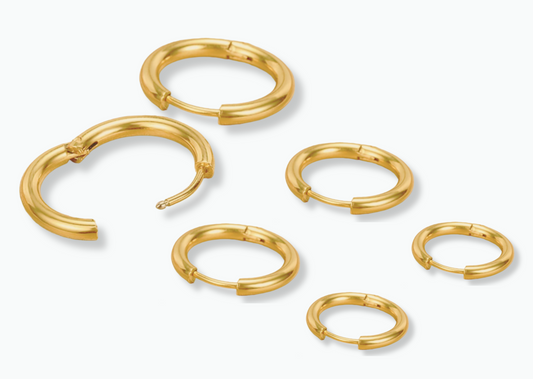 Fanny: triple Hoops 925 Stainless Steel  14k Gold Plated hoops