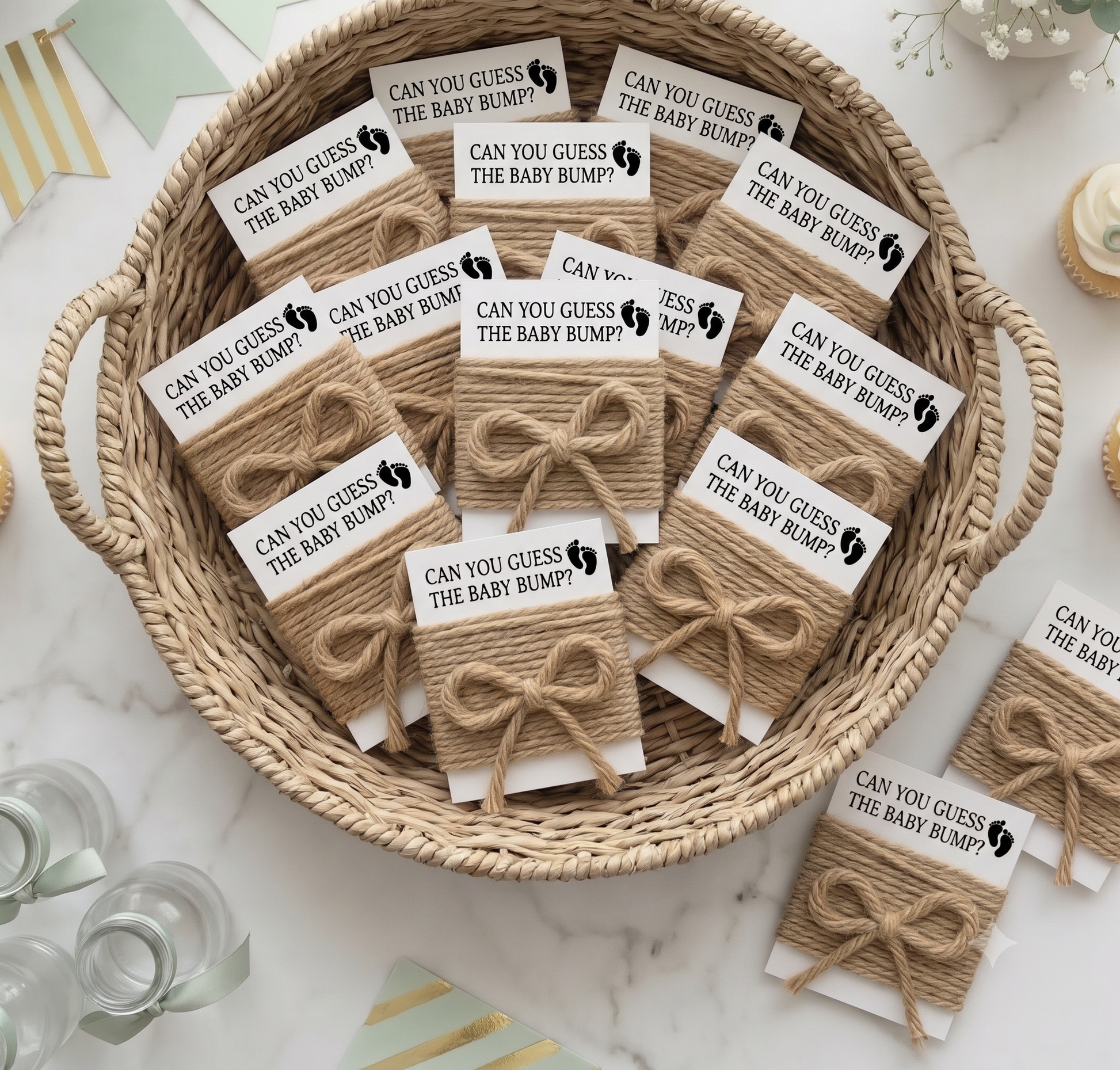 Baby Shower Game Cards with String