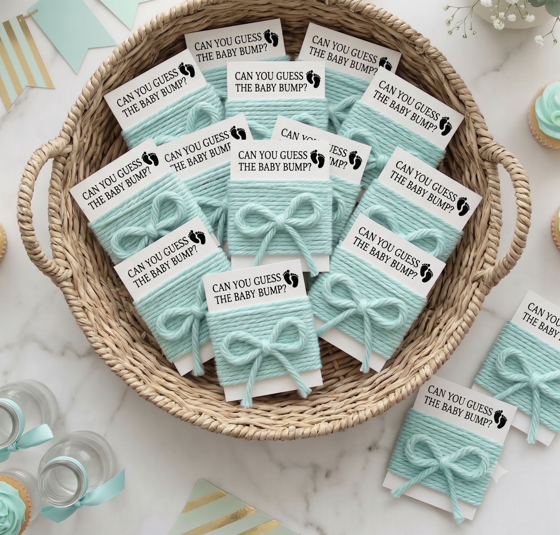 Baby Shower Game Cards with String