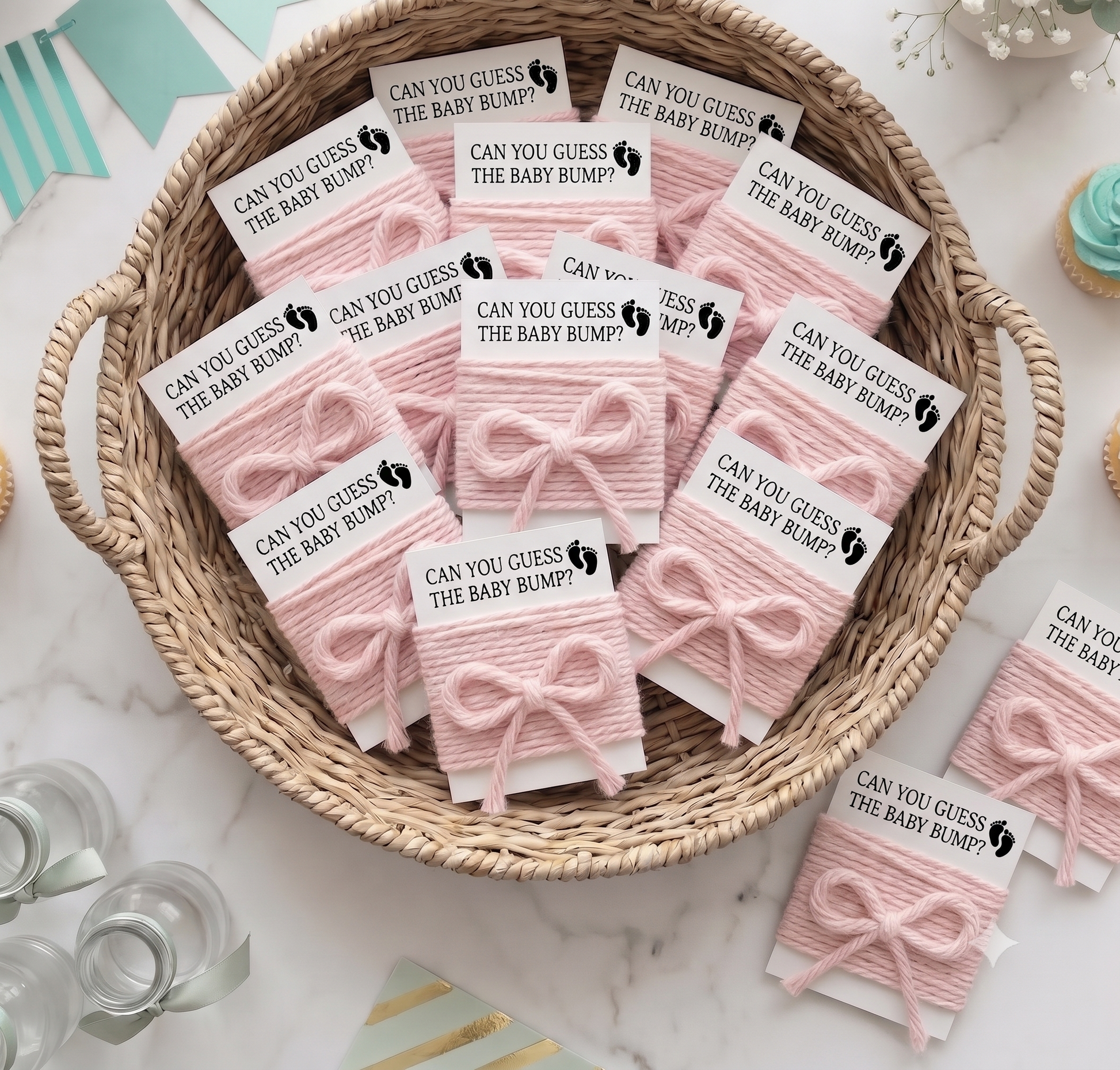 Baby Shower Game Cards with String
