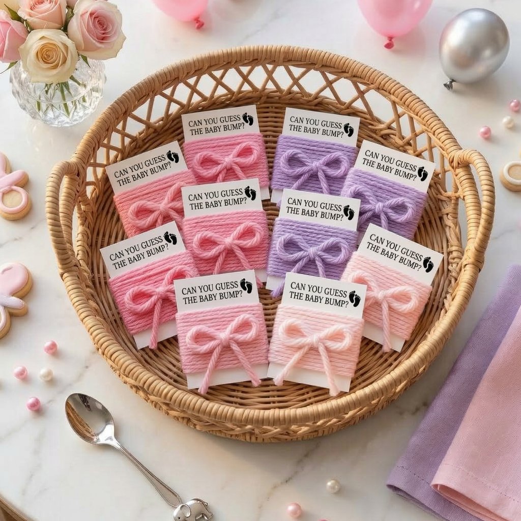 Baby Shower Game Cards with String