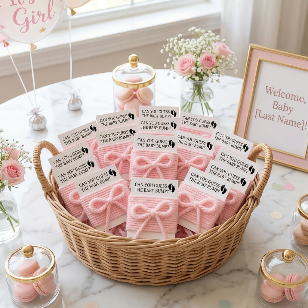 Baby Shower Game Cards with String