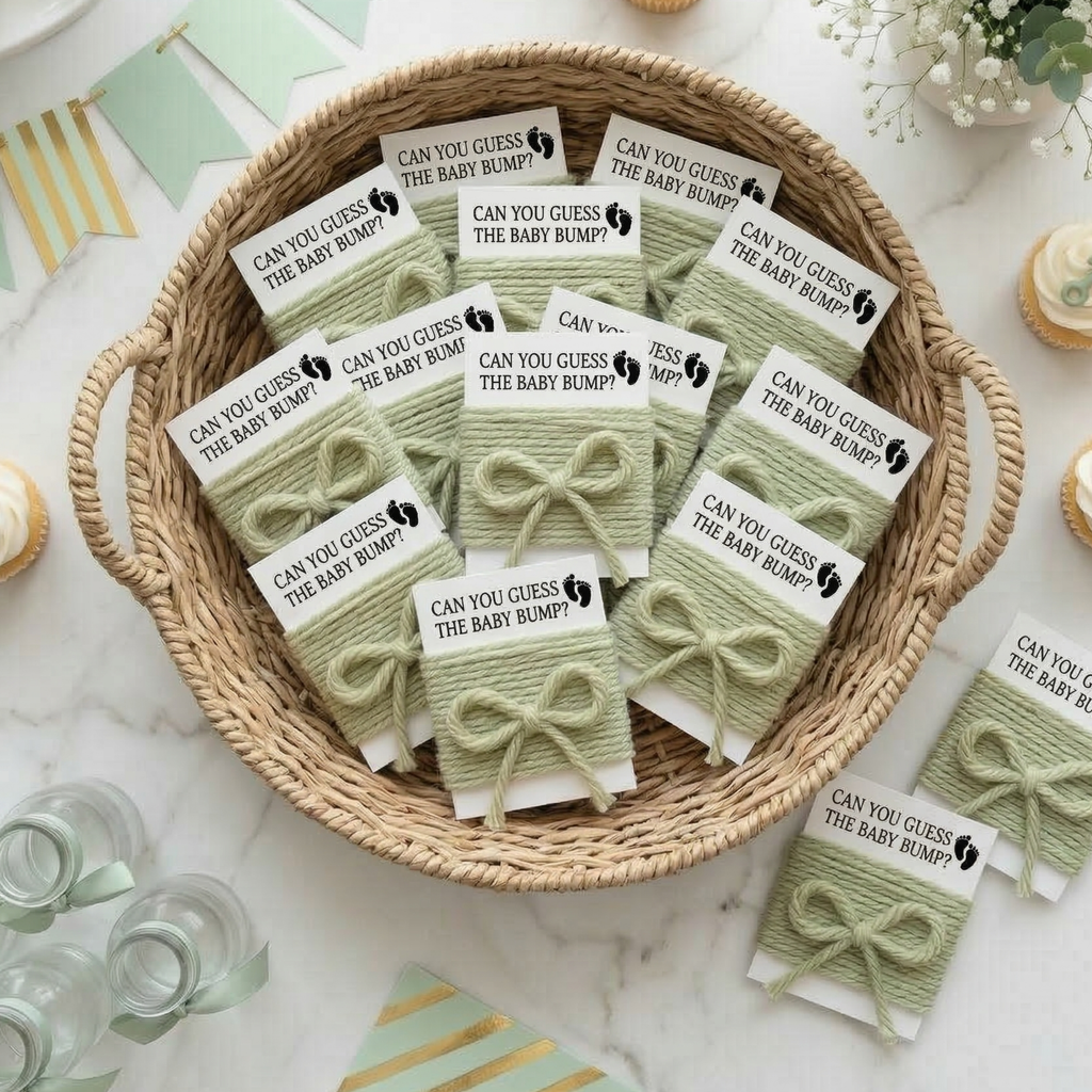 Baby Shower Game Cards with String
