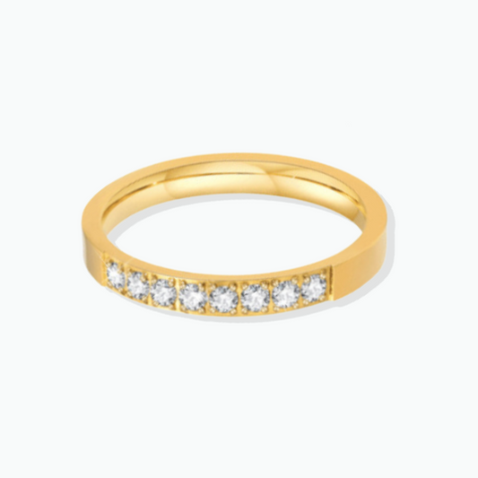 Heidi: Cubic Zirconia Gold Band 18k Gold Plated Stainless Steel Ring