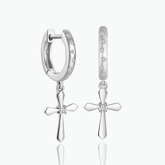 Honor: Crossed Huggies 14K Plated 925 Sterling Silver Earrings