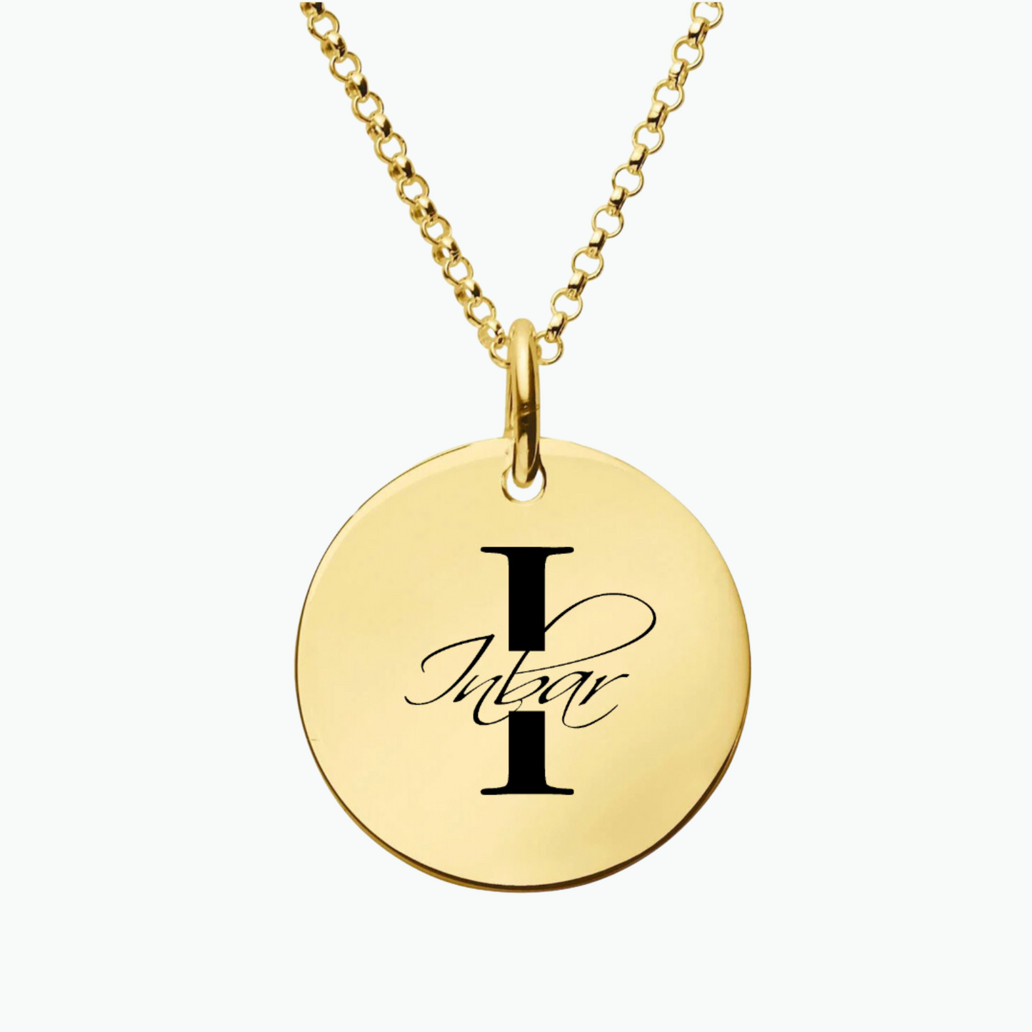 Inbar Engraved Customized Circle Pendant Necklace gold