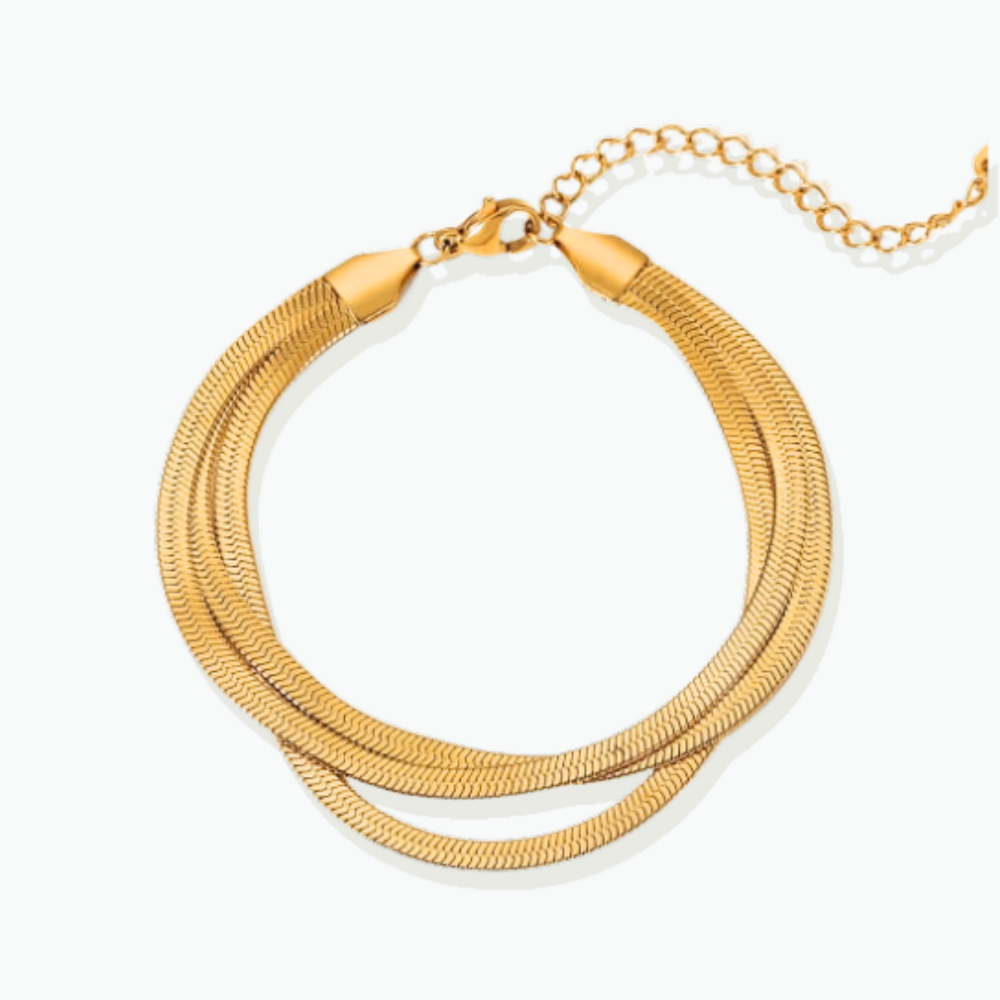 Isabel_3 Layer Snake 18k Gold Plated Stainless Steel Bracelet - azzaik.com