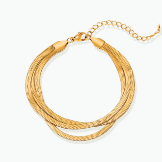 Isabel: 3 Layer Snake 18k Gold Plated Stainless Steel Bracelet