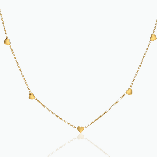 Joy: Heart Chain Necklace 18k Gold Plated Stainless Steel