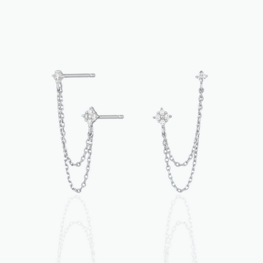 Julia: Cubic Zirconia Dainty Silver Threader 925 Sterling Silver Earrings