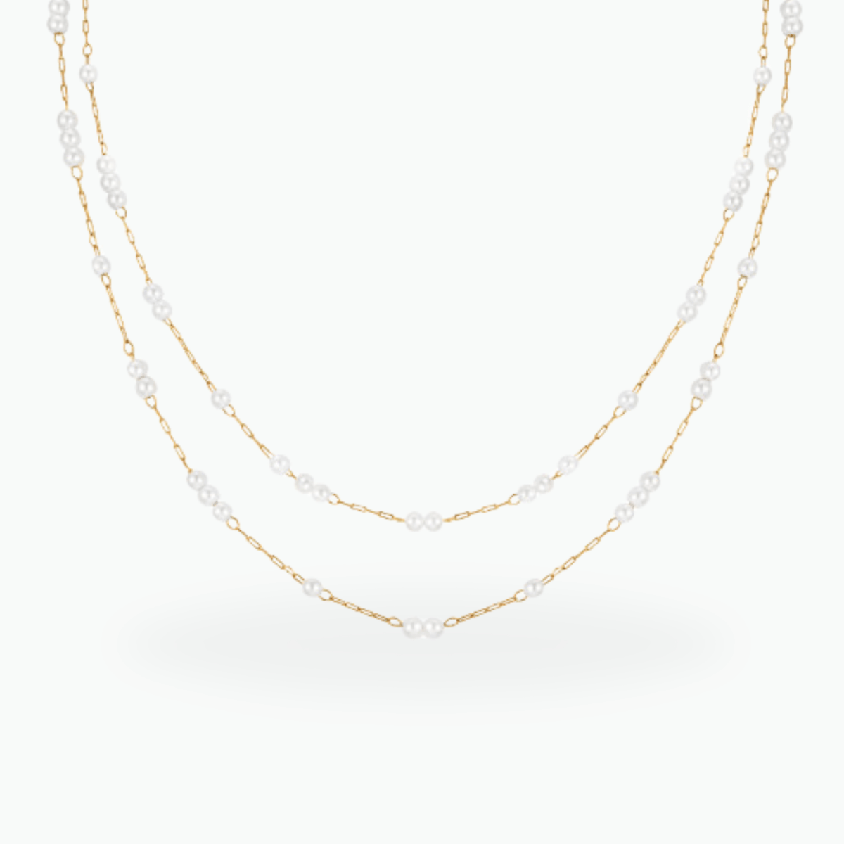 Keanna Necklace Dainty Pearl Chain 18KGold Plated StainlessSteel - Azzaik.com